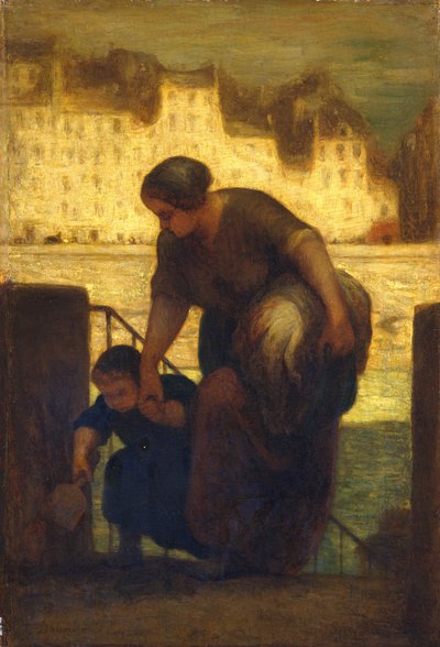 The Laundress, ca 1863 (olja på trä) av Honoré Daumier