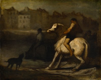 The Watering Place, Bank of the Seine, ca 1855 (olja på pannå) av Honoré Daumier
