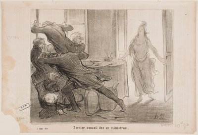 De före detta ministrarnas sista regeringssammanträde av Honoré Daumier