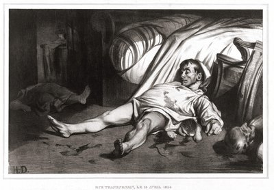 Massakern på rue Transnonain den 14/04/1834 (litografi) 1837 av Honoré Daumier