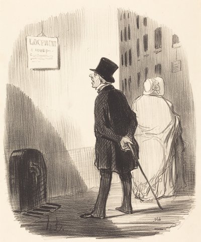 Titta, här är en skylt som min fru körde förbi... av Honoré Daumier