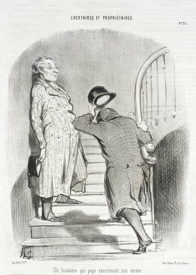 En hyresgäst som betalar sin hyra punktligt av Honoré Daumier