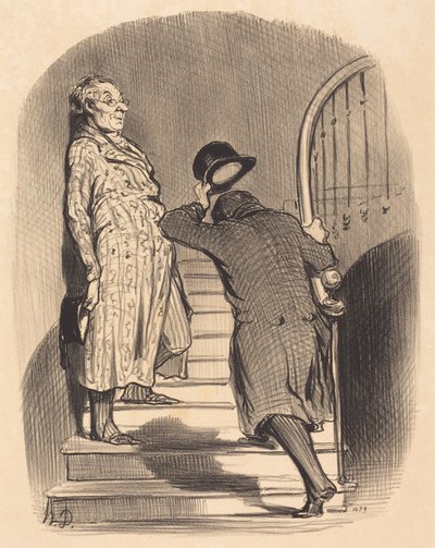 En hyresgäst som betalar sin hyra punktligt av Honoré Daumier