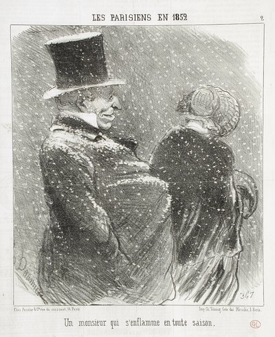 En herre som fattar eld... av Honoré Daumier