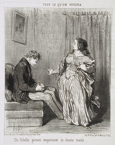En parisisk Othello som misstänker sin kyska bättre hälft av Honoré Daumier