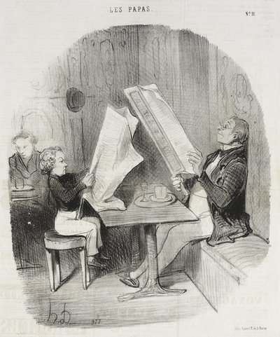 Ett barn som roar sig med lite. Le Constitutionnel räcker för honom hela kvällen av Honoré Daumier