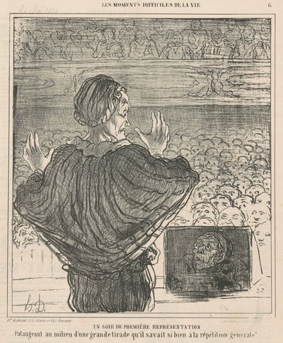 En första föreställningskväll av Honoré Daumier