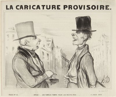Se där! Ett strålande väder för de små ärterna..., nummer 3 ur serien Parisiska typer från La Caricature Provisoire av Honoré Daumier