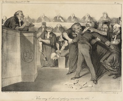 Ni har ordet, förklara er, ni är fria! av Honoré Daumier