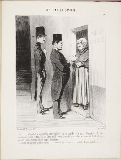 ...och talande till sin sålunda förklarade portvakt... av Honoré Daumier
