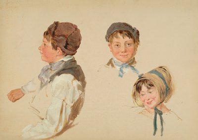 Chefer för barn, pojke och flicka, tre studier, 1850. av Hopkins Horsley Hobday Horsley