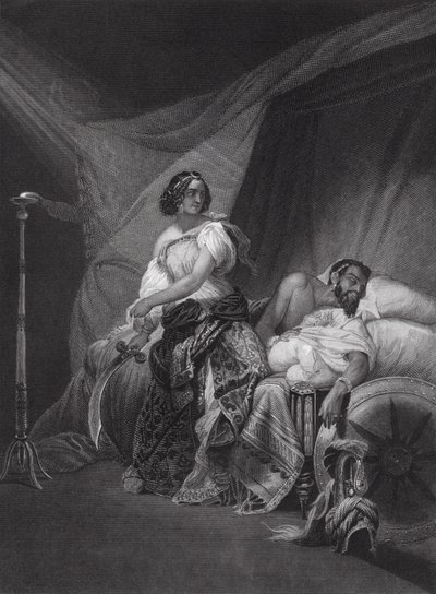 Judith och Holofernes, Judith, kap 13, v 4, 7 (gravyr) av Horace (after) Vernet