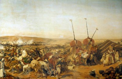Erövringen av Algeriet (1830-1847): "" Tillfångatagandet av Smalah (Smala) av Abd el Kader (Abd-el-Kader eller Ibn Muhyi al-Din al-Hasani) (1807-1883) av hertigen av Aumale i Taguin av Emile Jean Horace Vernet
