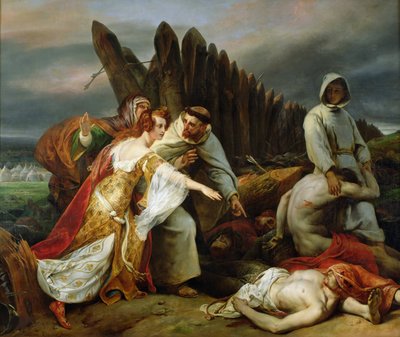 Edith hittar Harolds kropp, 1828. av Emile Jean Horace Vernet