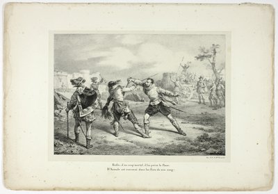Slutligen, med ett dödligt slag, genomborrade han hennes sida... av Horace Vernet