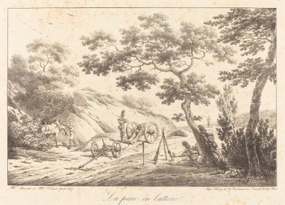 Biten i batteri av Emile Jean Horace Vernet