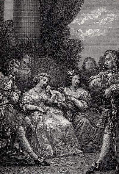 The Misanthrope or the Atrabilaire in Love - Gravyr från "Works" av Jean-Baptiste Poquelin dit Moliere (Jean Baptiste Poquelin av Emile Jean Horace Vernet