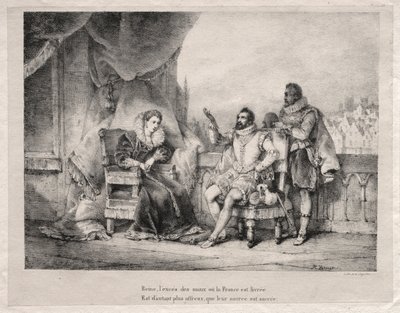 Marie de Medici och Henrik IV av Frankrike. av Emile Jean Horace Vernet