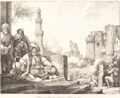 Massaker av Mameluke-rebellerna i Kairos slott av Emile Jean Horace Vernet