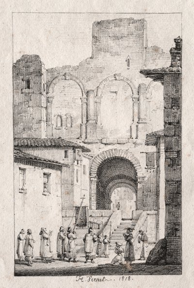 Procession vid Arles av Emile Jean Horace Vernet