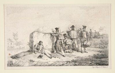 Soldater i skärmytslingar av Emile Jean Horace Vernet