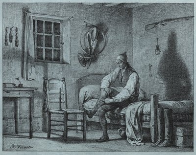 The Man-Servant of Limier reser sig ur sängen av Emile Jean Horace Vernet