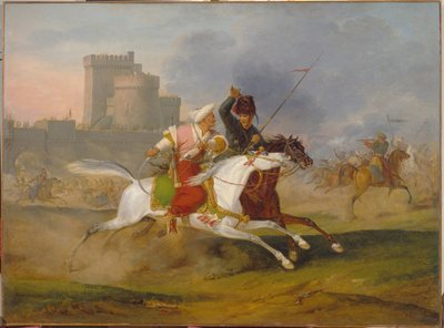 Turk och kosack - Målning av Horace Vernet (1789-1863), olja på duk av Emile Jean Horace Vernet