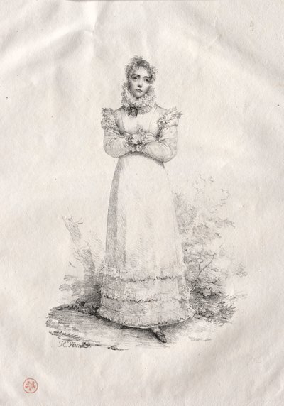 Ung kvinna stående av Emile Jean Horace Vernet