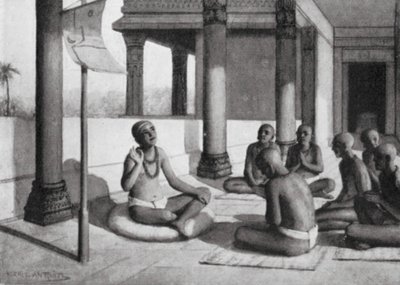 Sankaracharya talar om den ende Guden, 815 e.Kr. (litografi) av Horace van Ruith