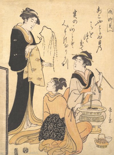 Willow Shell Yanagi-kai, från en namnlös uppsättning skönhetstryck på temat S..., ca. 1791. av Hosoda Eishi