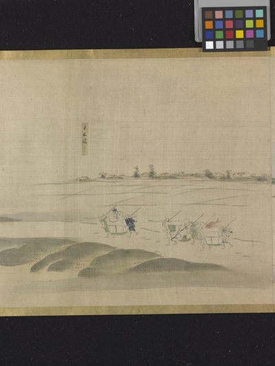 Three Gods Of Fortune On A Pleasure Outing (bläck och ljusa färger på papper) av Hosoda Eishi
