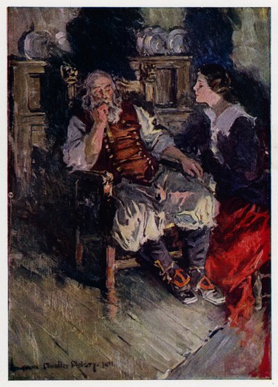 Illustration för Evangeline, A Tale of Arcadie, av Henry Wadsworth Longfellow (färg litho) av Howard Chandler (after) Christy