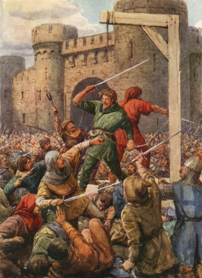 "Back to Back Stood the Dauntless Two" (lito i färg) av Howard Davie