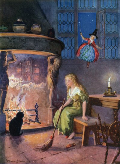 Askungen (färg litho) av Howard Davie