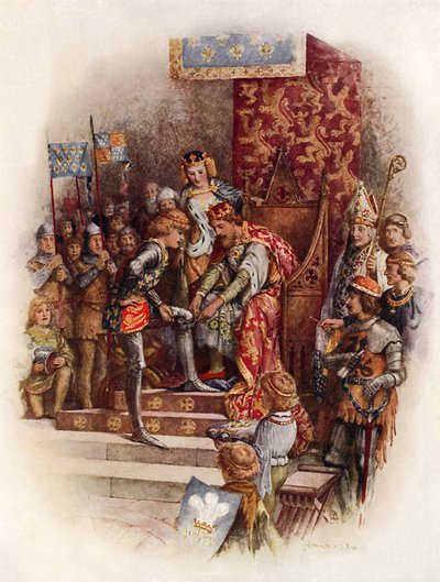 Edward, den svarte prinsen och strumpebandsorden (färg litho) av Howard Davie