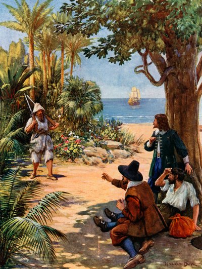 Illustration för Robinson Crusoe av Howard Davie