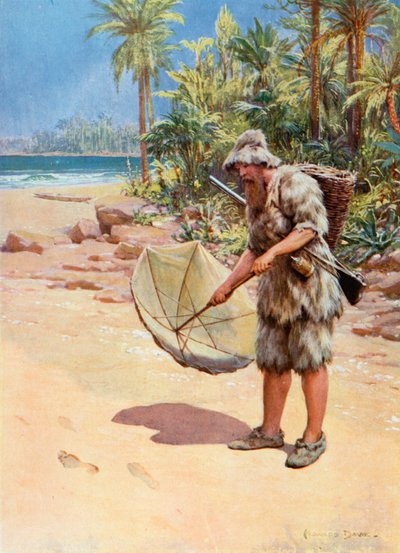 Illustration för Robinson Crusoe av Howard Davie