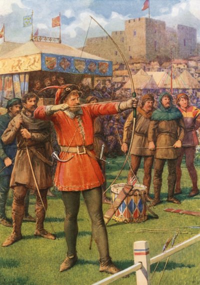 "Robin Hood vid majfesterna" (lito i färg) av Howard Davie