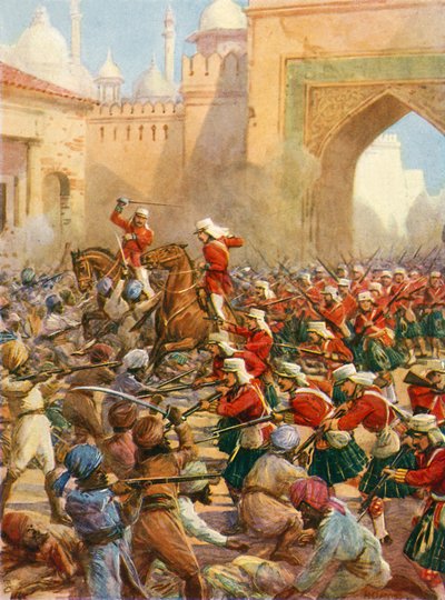 Sir Henry Havelock vid Relief of Lucknow (färg litho) av Howard Davie