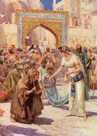 St George och prinsessan Sabra (färg litho) av Howard Davie