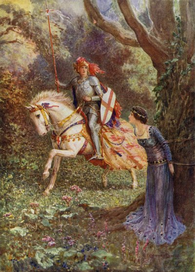 St George såg en dam av överlägsen skönhet (färg litho) av Howard Davie
