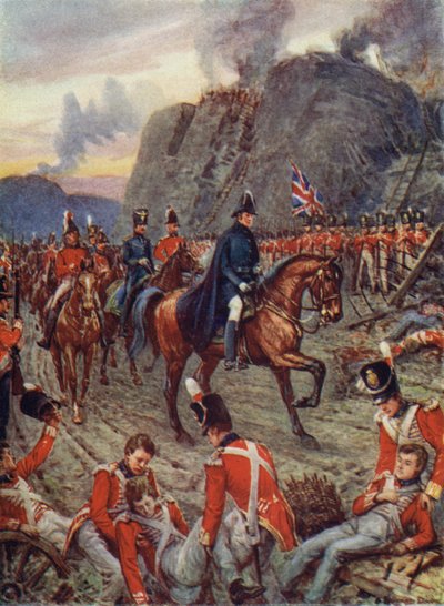Hertigen av Wellington, vid belägringen av Badajos (färg litho) av Howard Davie