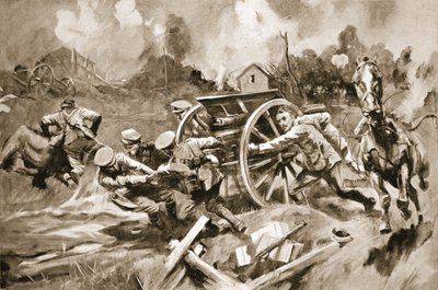 Hovslagare-sergeant T. Harrison räddade hästar och vapen från en ohållbar position under granatbeskjutning när befälhavaren hade blivit sårad av Howard K. Elcock