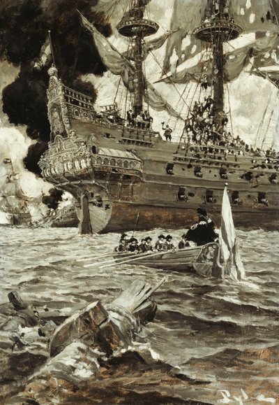 En affärstransaktion: Amiralen kom på sin statsspelning, av Howard Pyle