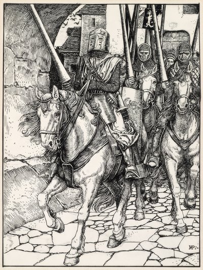 Iväg red de med klapprande hovar och klingande rustningar av Howard Pyle