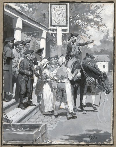 Han stannar vid väderflöjelns tecken och ritar illustrationen till dikten av Howard Pyle