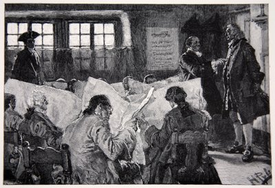 I läsesalen på ett kaffehus i New York av Howard Pyle