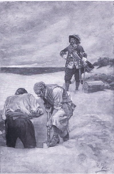 Kidd at Gardiners Island, från Howard Pyles Book of Pirates publicerad av Harper & Bros, 1921 av Howard Pyle