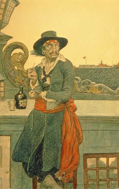 Kidd on the Deck of the "Adventure Galley", från "The True Captain Kidd" av John D. Champlin, publicerad i Harper