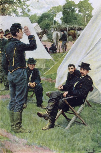 Sheridans första intervju med Rowand, illustration från "Rowand" av William Gilmore Beymer, pub. i Harper